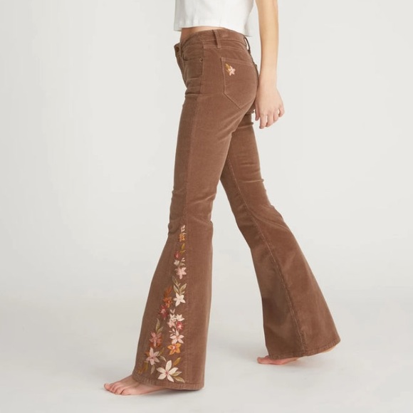 DRIFTWOOD Pants - Driftwood Farrah Embroidered Flare Leg Corduroy Pants